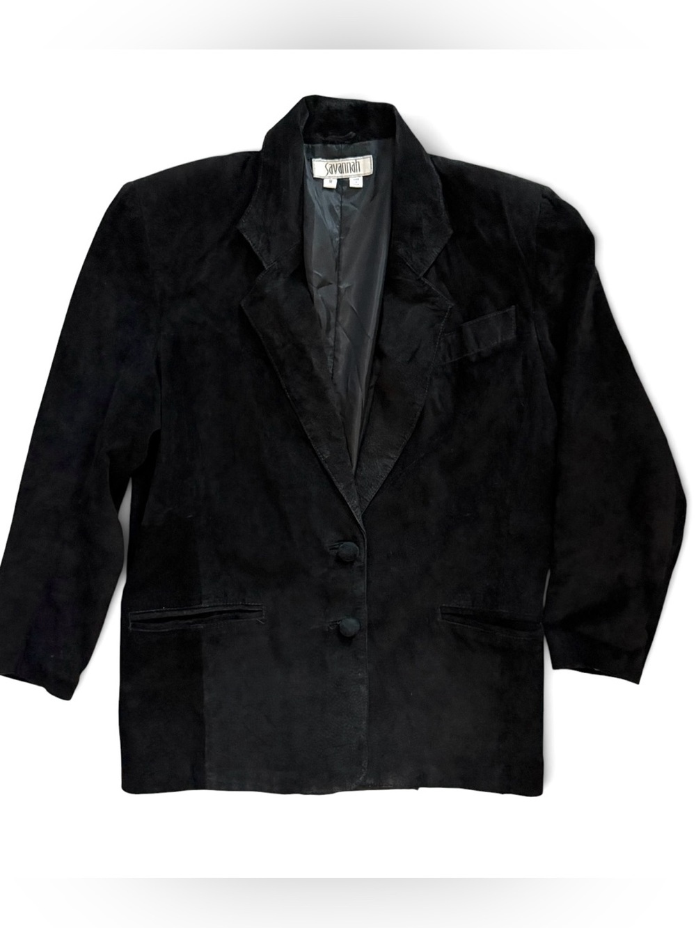 Savannah Vintage Suede Blazer Women’s Medium Black Jacket 1990s Pockets